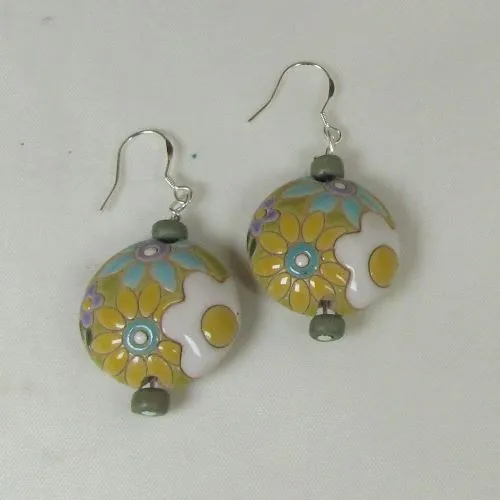 Floral Artisan Bead Drop Earrings