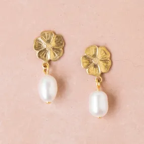 Flower and pearl studs - WS