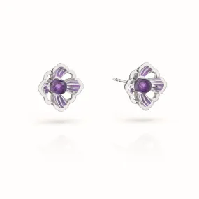 Forbidden Spring Small Stud Earrings - Sterling Silver - Amethyst