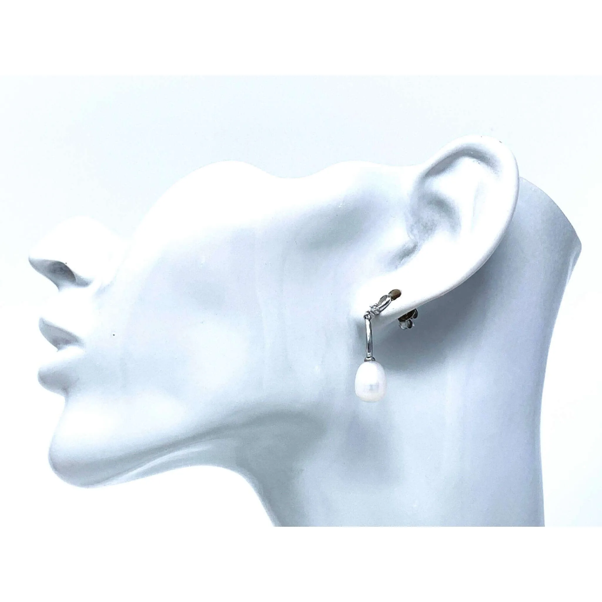 Freshwater Pearl & Cubic Zirconia Sterling Silver Stud Earrings