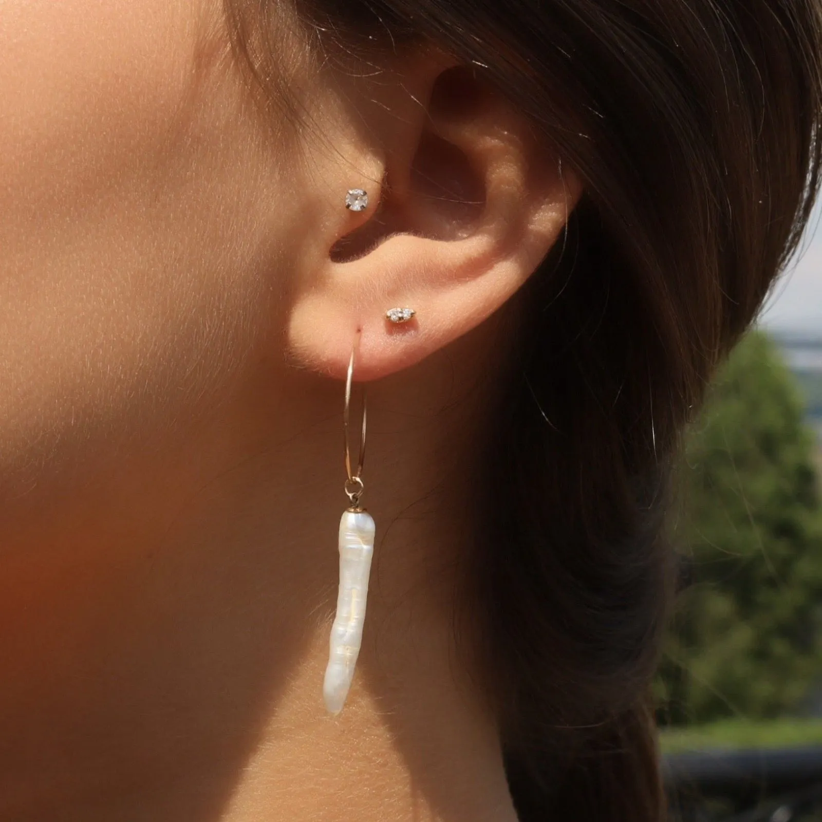 Freshwater Pearl Hoop Earrings