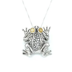 Frog Pendant - Natural Citrine Necklace - Large Frog Necklace