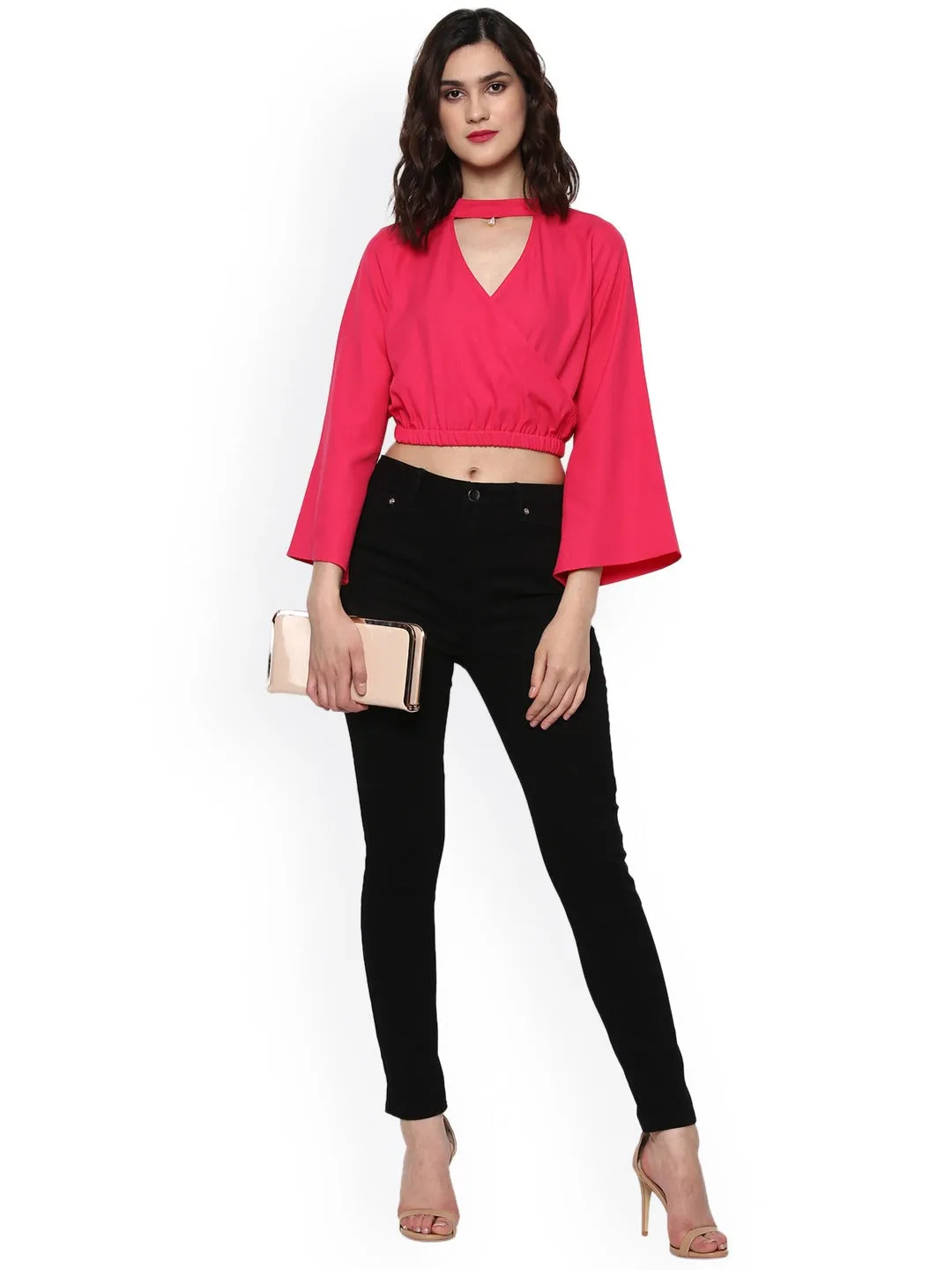 Fuchsia Choker Crop Top