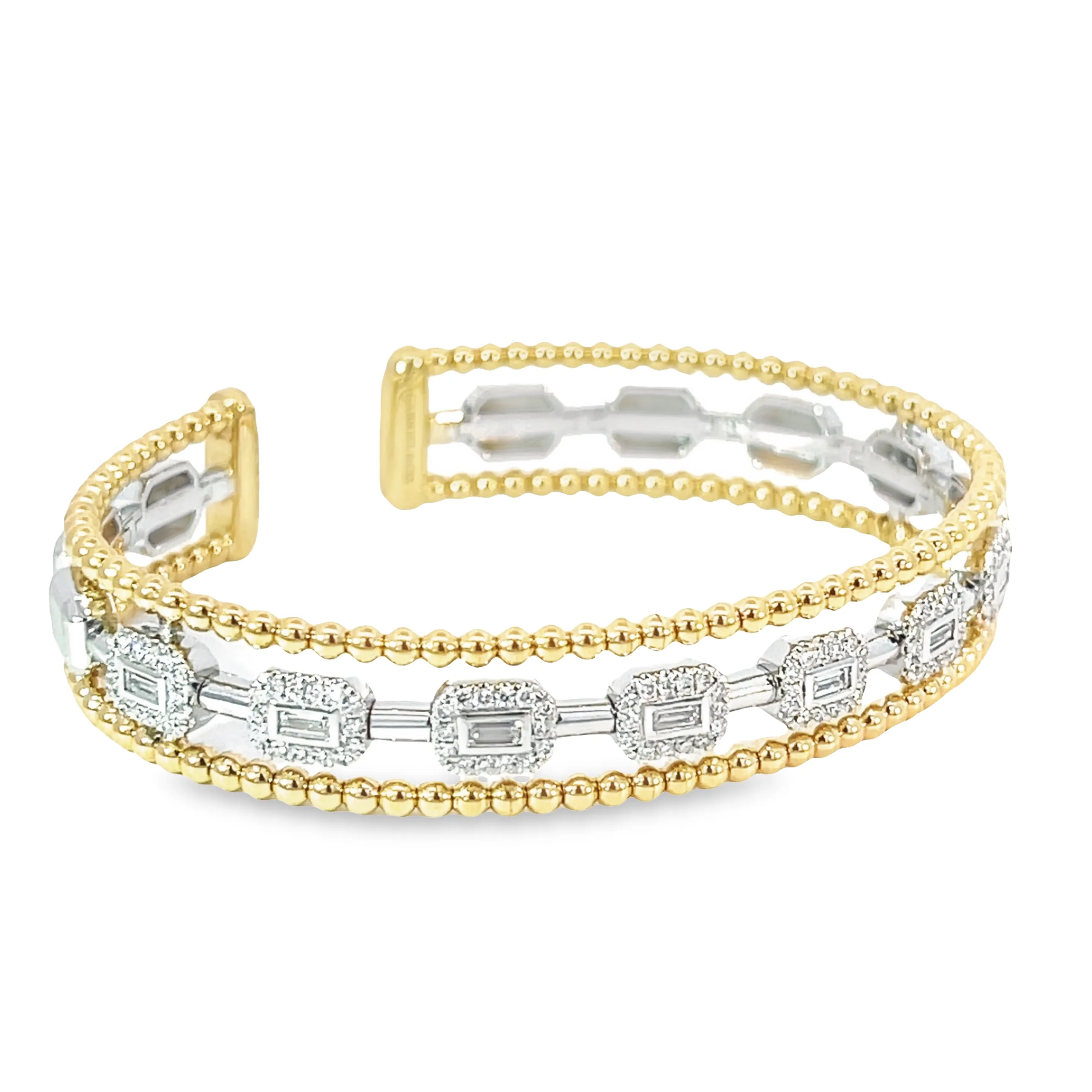 Gabriel & Co. Two-Tone Illusion Diamond Emerald Cuff Bracelet