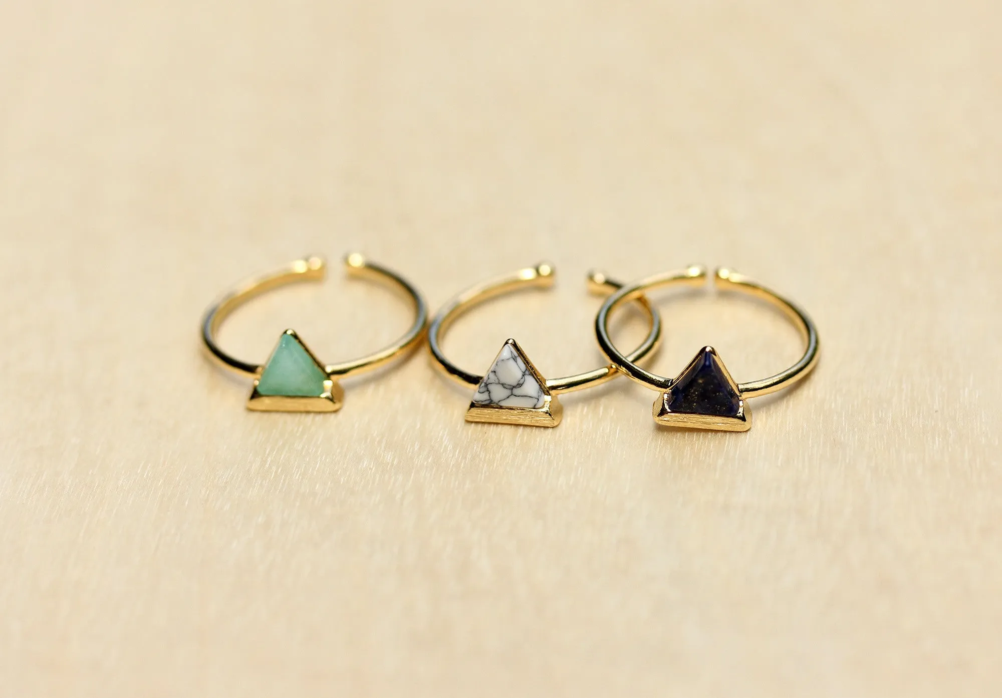 Gemstone Split Ring Triangle