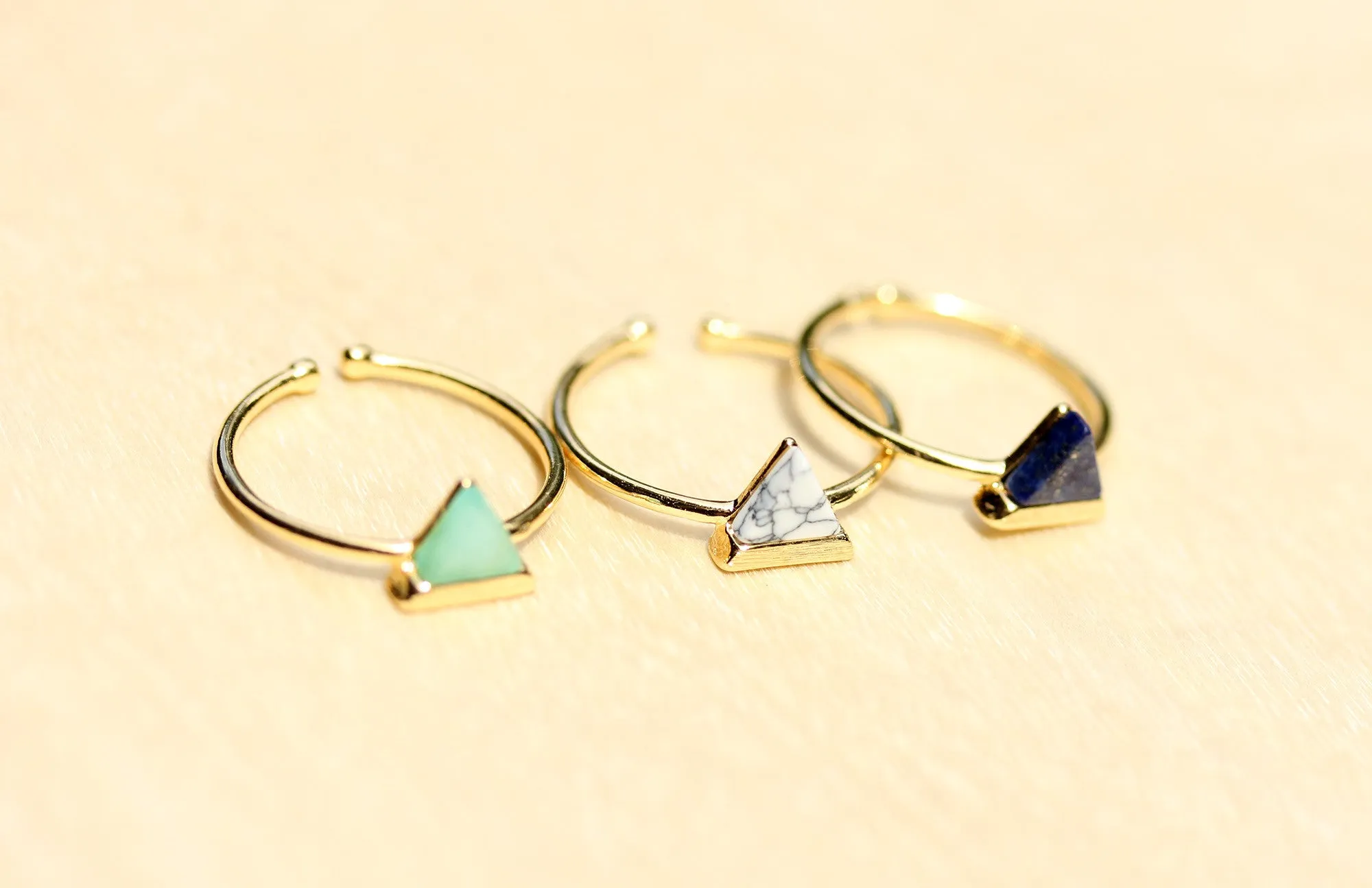 Gemstone Split Ring Triangle