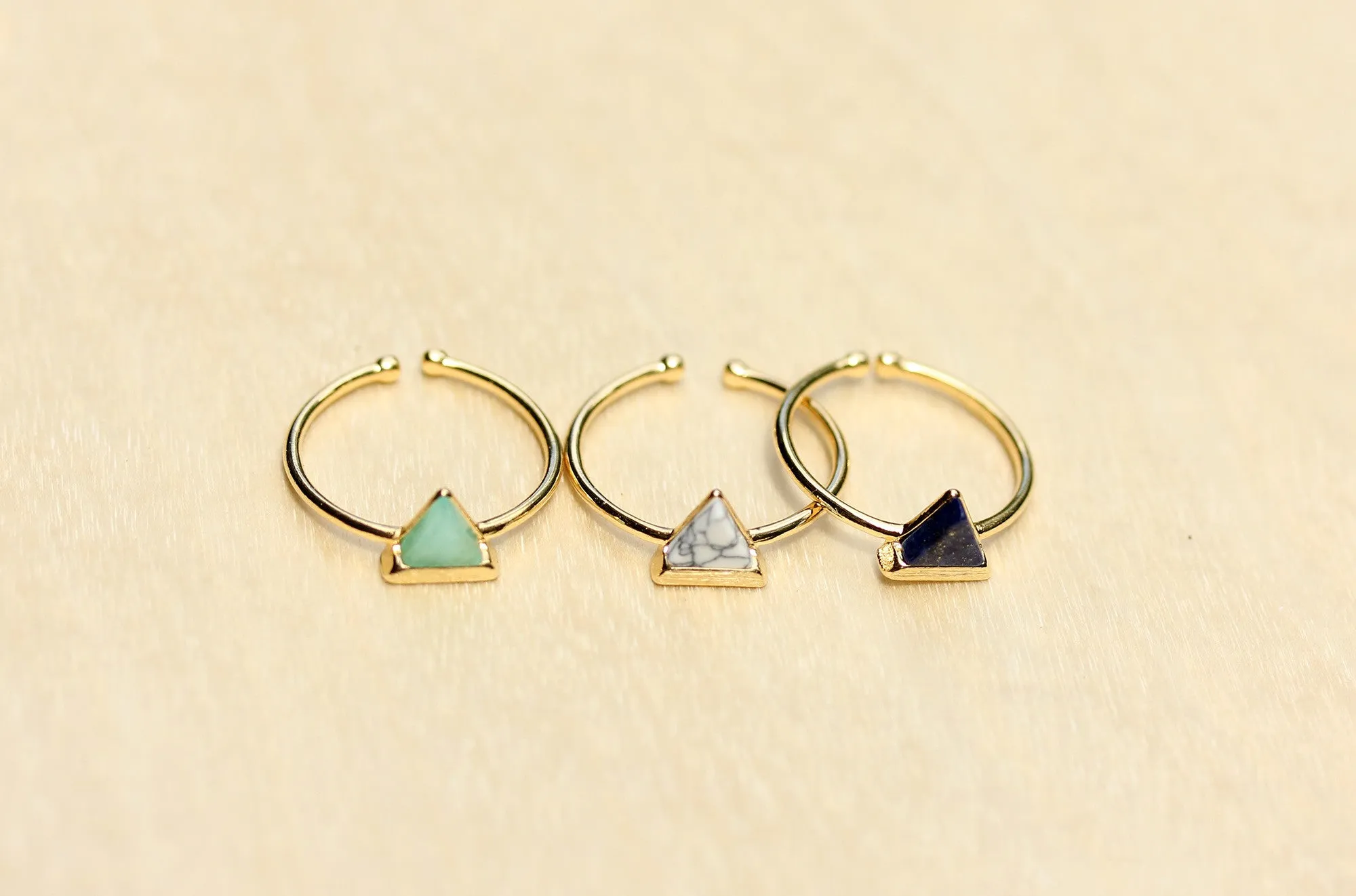 Gemstone Split Ring Triangle