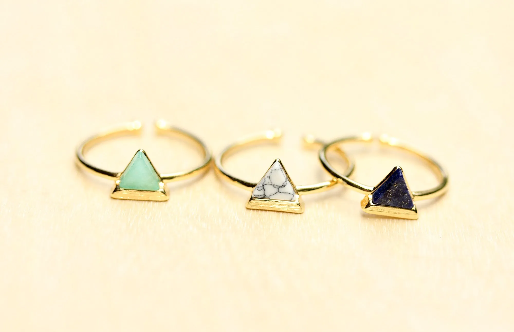 Gemstone Split Ring Triangle