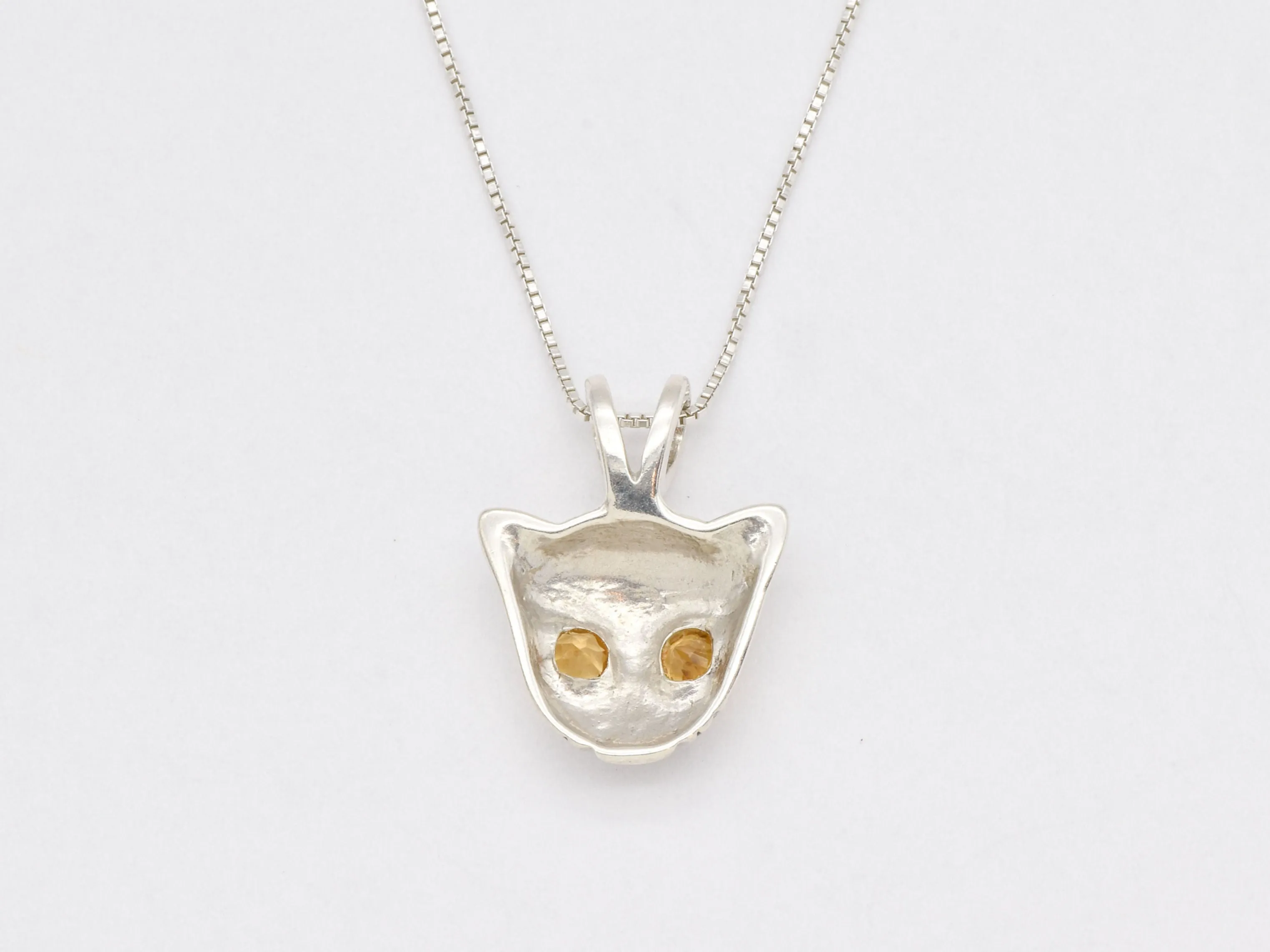 Genuine Citrine Cat Pendant - Yellow Cat Necklace - Cat Lover Pendant