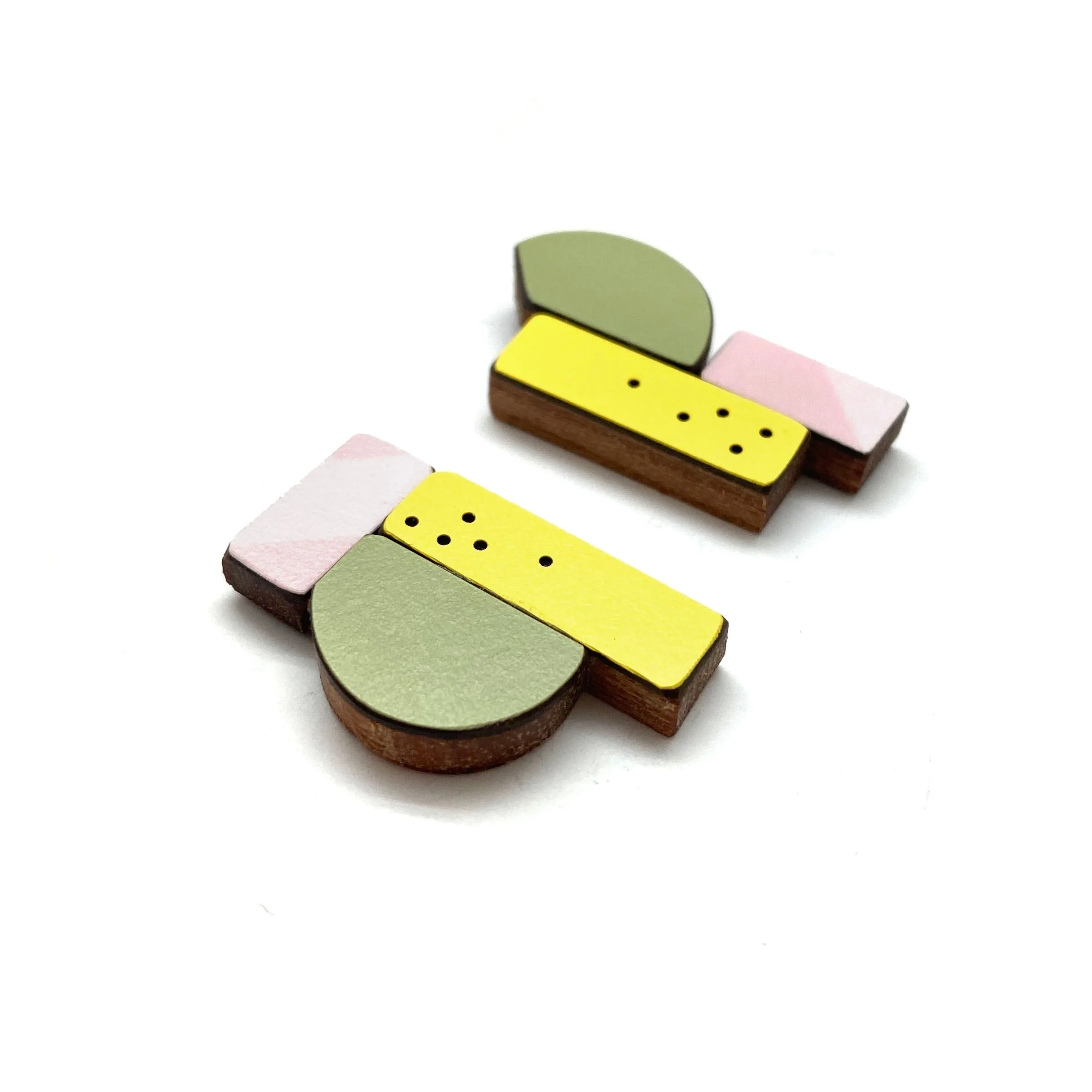 Geometric Earrings - Pink, Yellow and Green