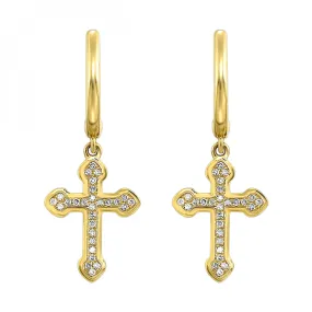 Gold Diamond Cross Earrings