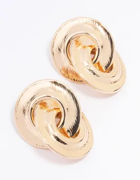 Gold Double Circle Drop Earrings