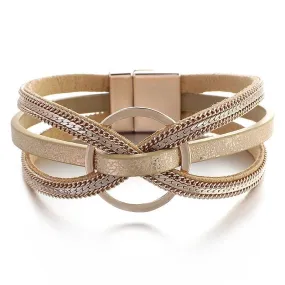 Gold Leather Magnetic Clasp Bracelet