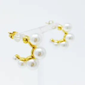 Gold Pearl Hoop Earrings