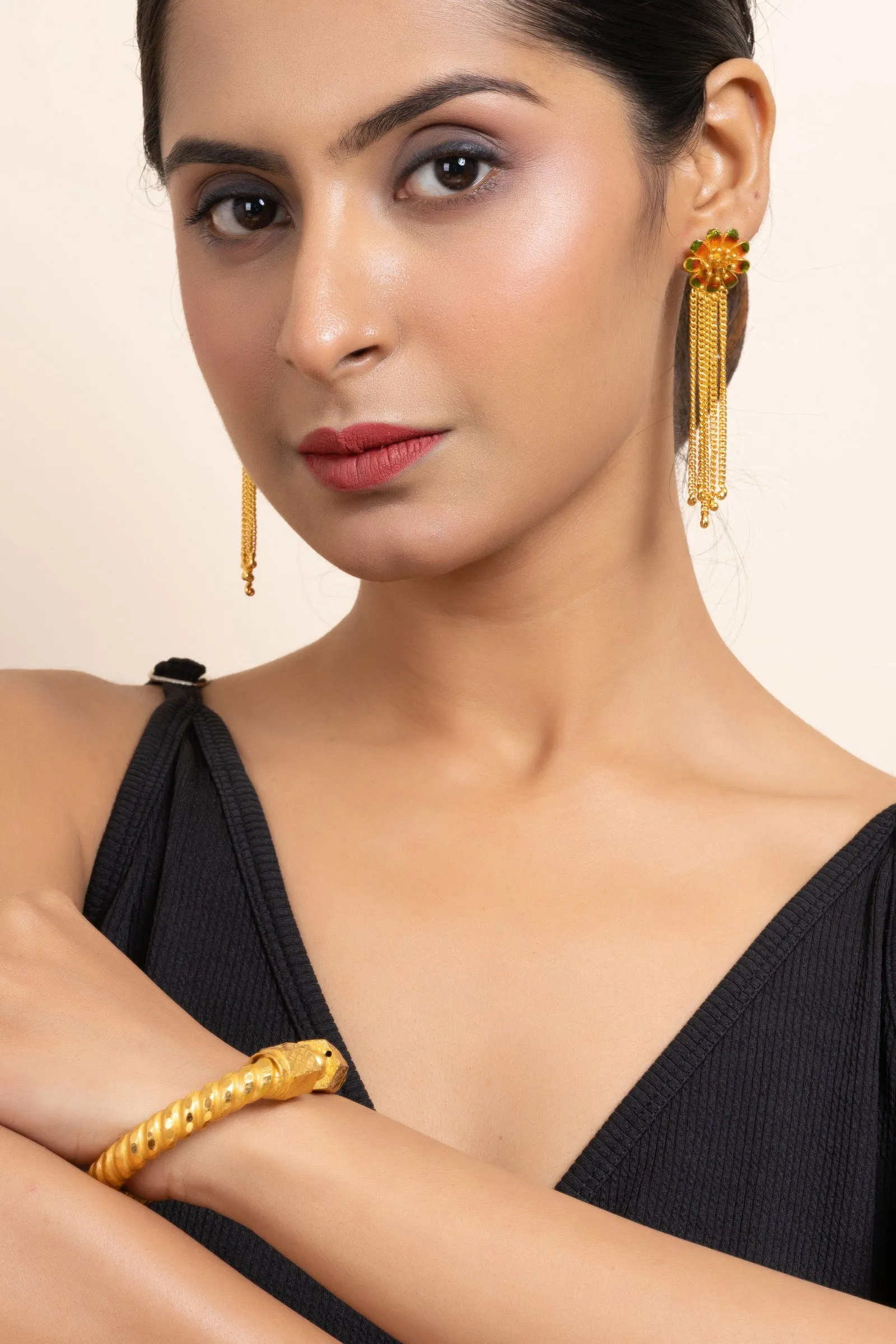 Gold Plated Traditional Sarada Bala Bangle - Elegant Copper Jewelry Design for All Occasions