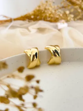 Gold Shell Textured Half Hoop Earrings