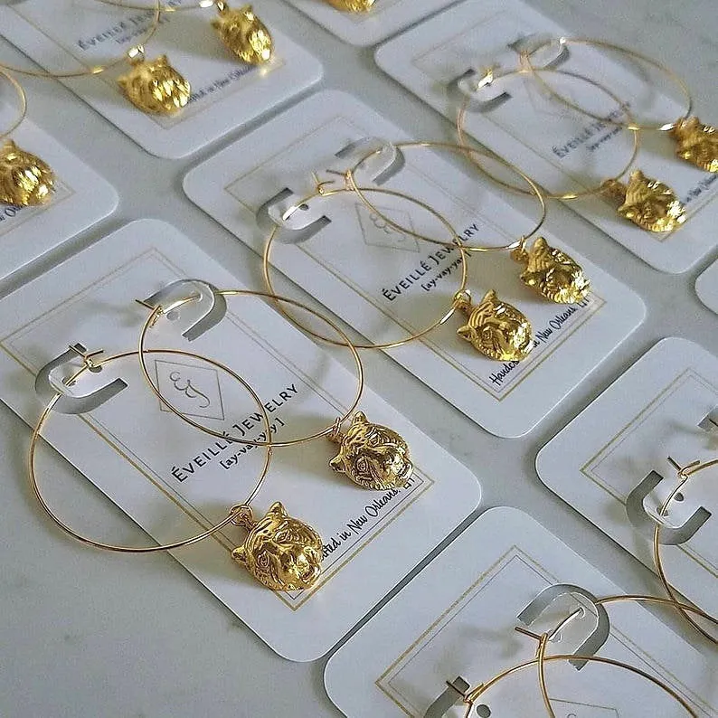 Gold Tiger Hoop Earrings