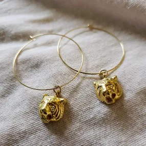 Gold Tiger Hoop Earrings