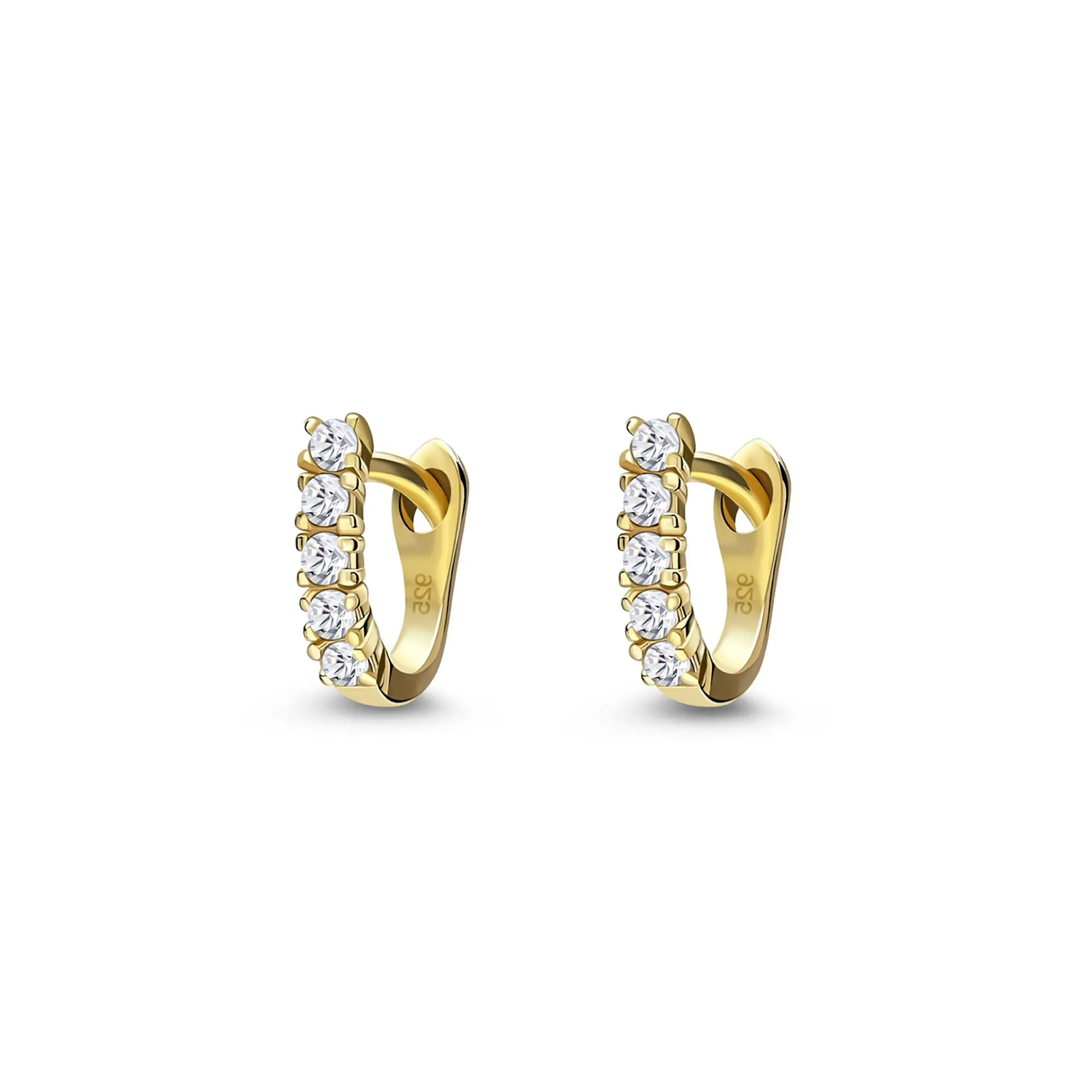 Gold Vermeil Small CZ Row Hinged Stud Earrings