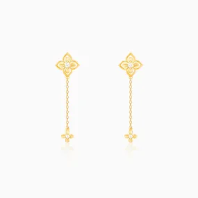 Golden Artsy Floral Earrings