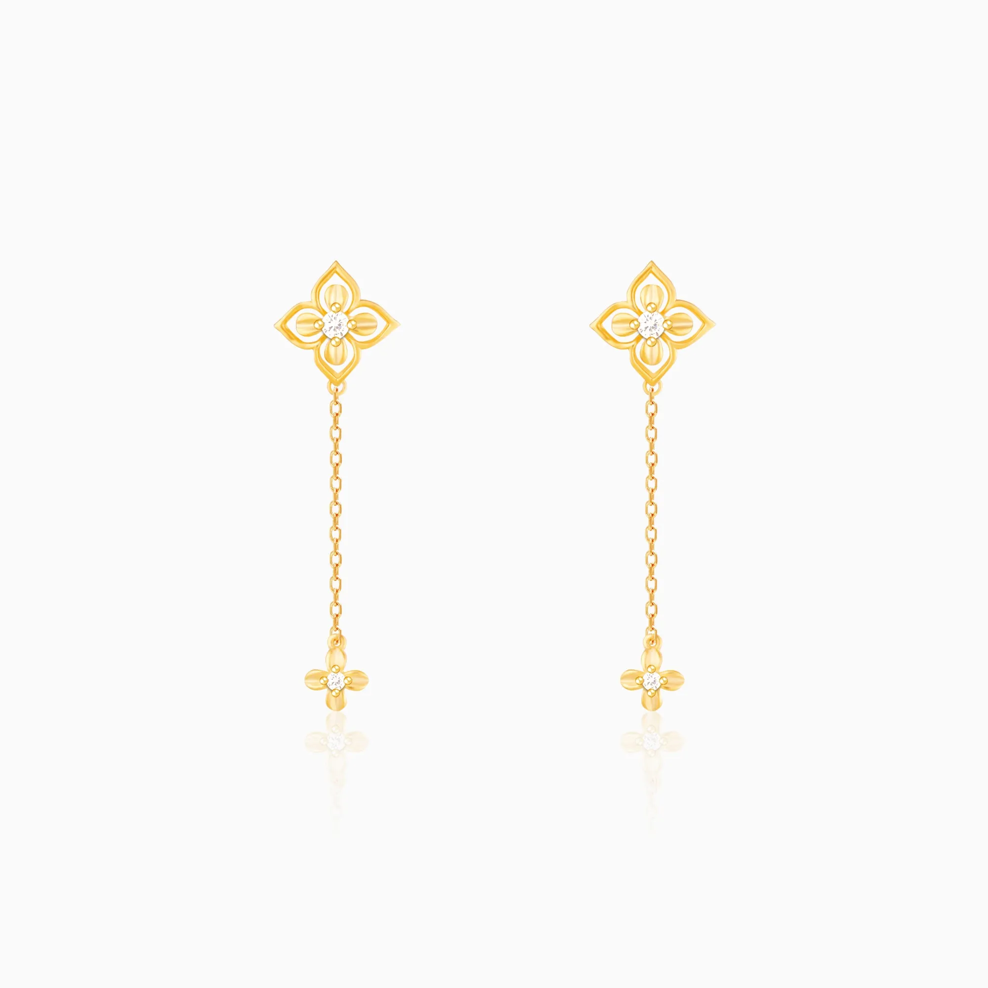 Golden Artsy Floral Earrings