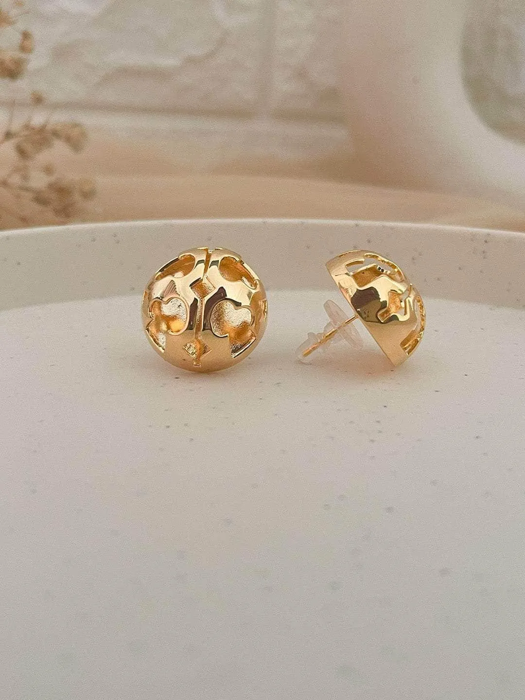 Golden Ball Stud Earings