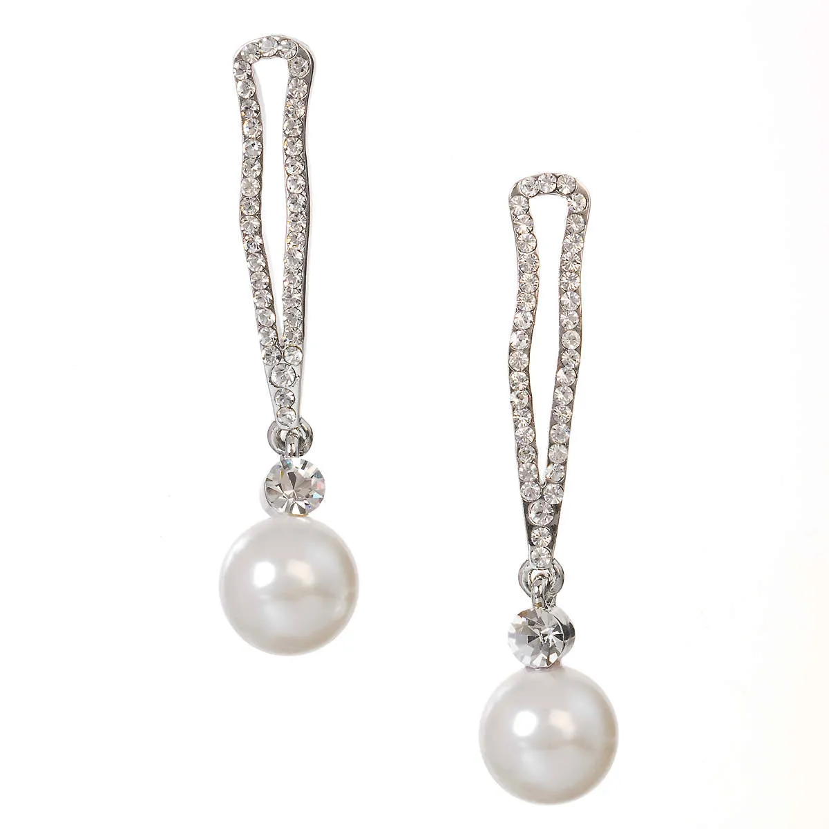 Greta Modern Chic Pearl and Cubic Zirconia Bridal Earring