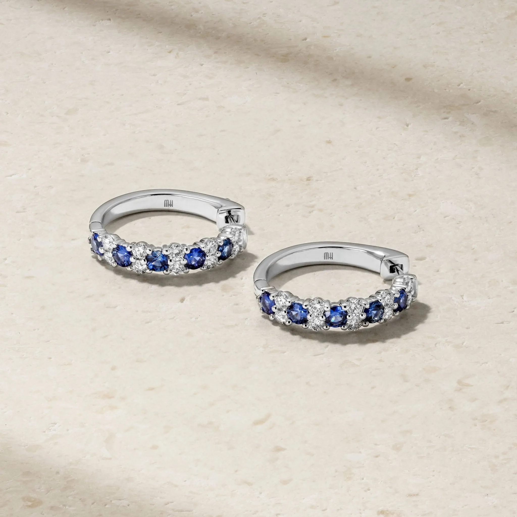 Guinevere Sapphire and Diamond Hoop Earrings