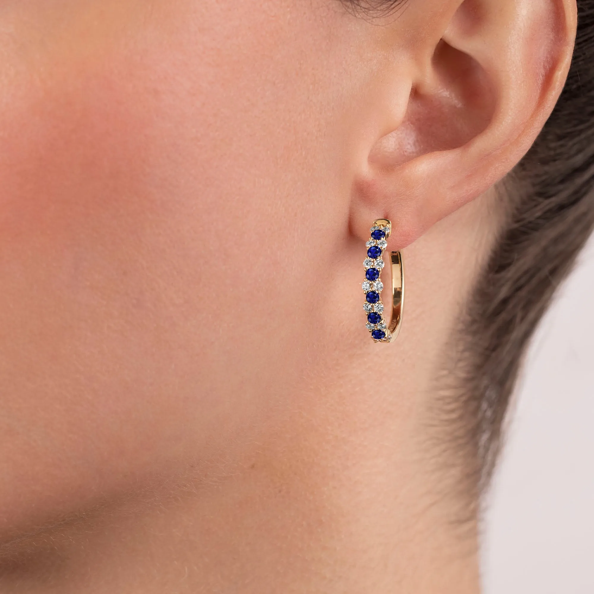 Guinevere Sapphire and Diamond Hoop Earrings