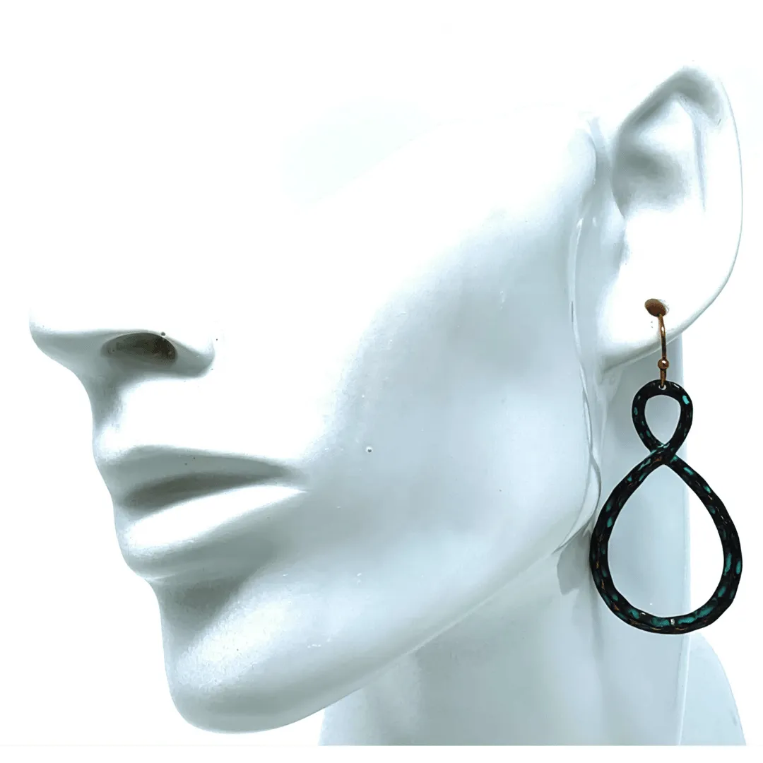 Hammered Patina Twisted Hoop Earrings