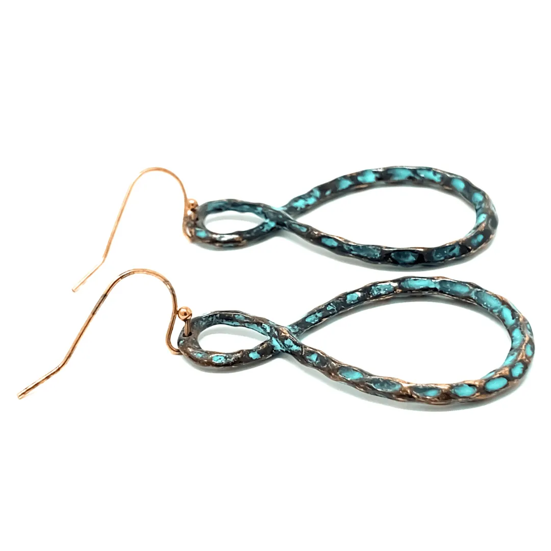 Hammered Patina Twisted Hoop Earrings