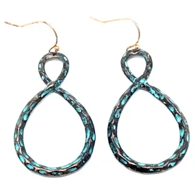 Hammered Patina Twisted Hoop Earrings