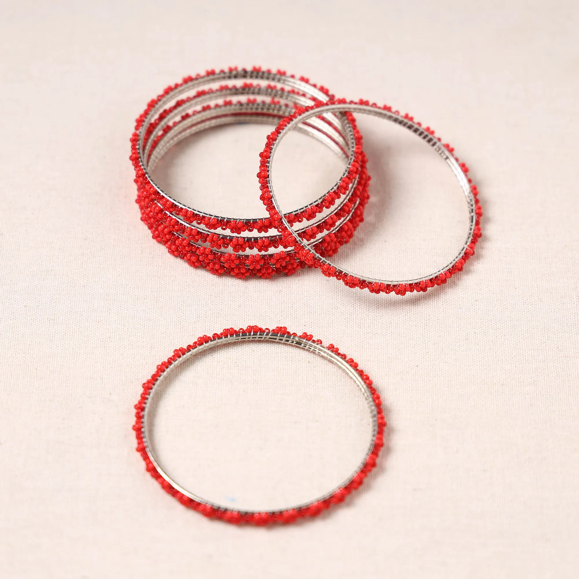 Hapur Flower Beadwork Bangles by Aagaz (Set of 6) 10