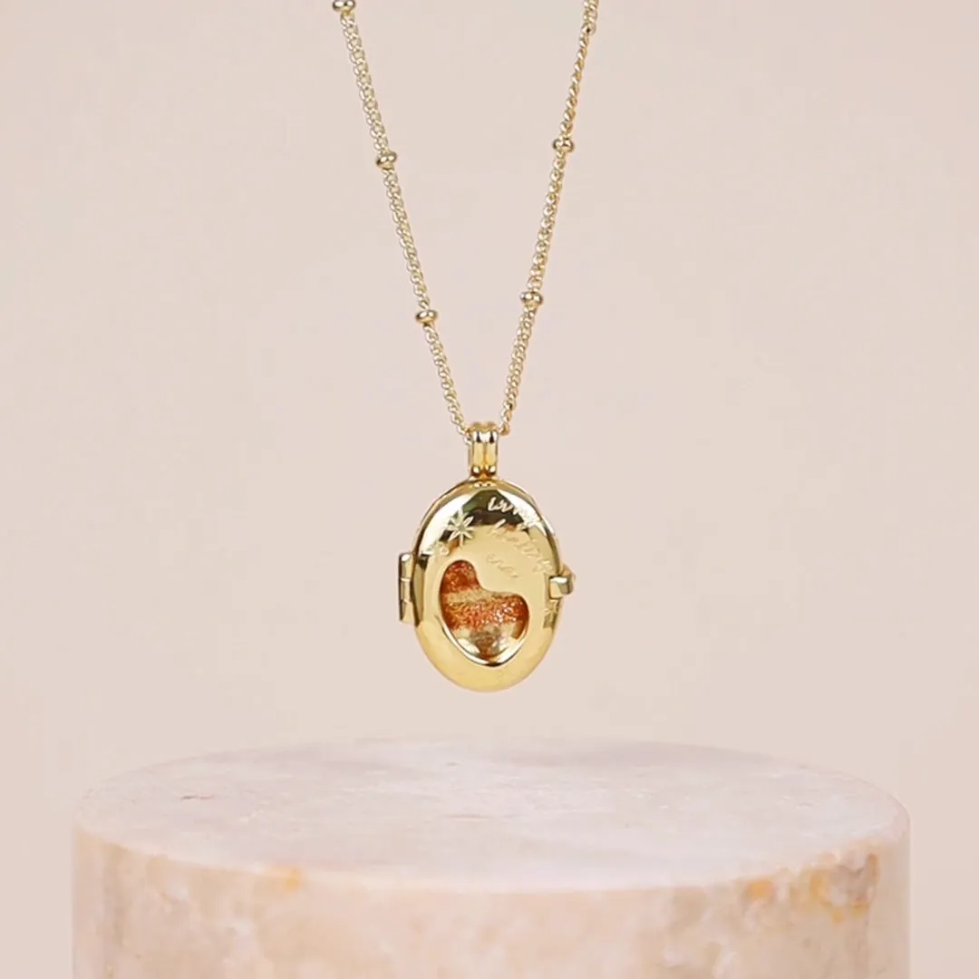 Healing Citrine Quartz Gold Locket Necklace