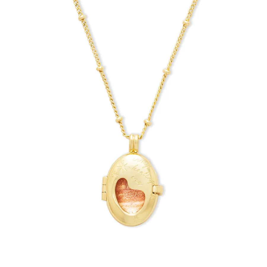 Healing Citrine Quartz Gold Locket Necklace