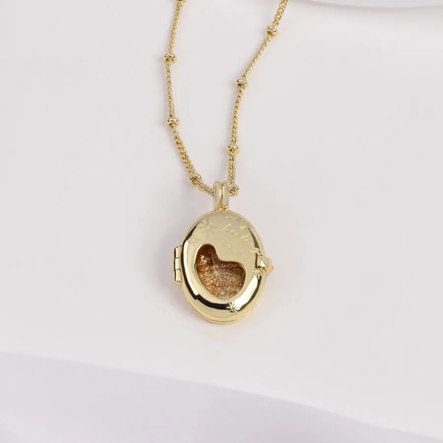 Healing Citrine Quartz Gold Locket Necklace