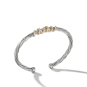 Helena Center Station Bracelet in Sterling Silver with 18K Yellow Gold and Pave Diamonds