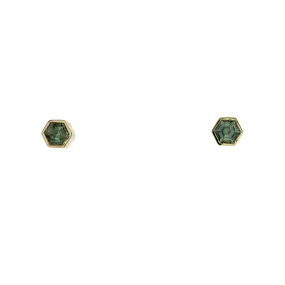 Hex Sapphire x 18k Yellow Gold Stud