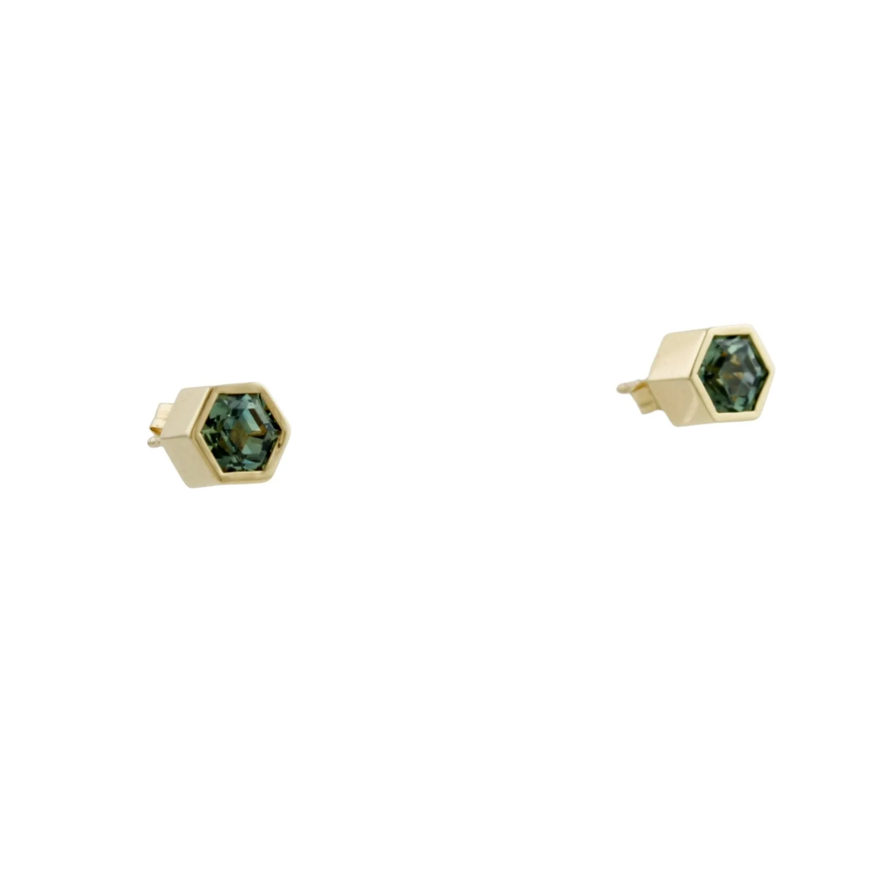 Hex Sapphire x 18k Yellow Gold Stud