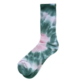 High Ankle Athletic Tie Dye Socks (Green   Pink)