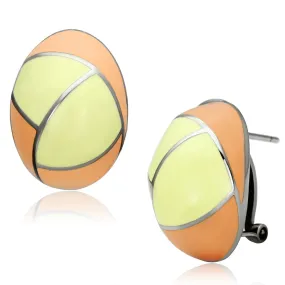 High polished (no plating) Stainless Steel Earrings with Epoxy in Multi Color for Women Multi Color Stone Color Style TK899