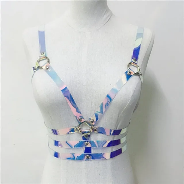 Holographic Harness Top and Choker Set