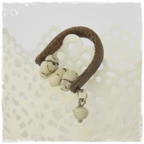 Howlite Stone Leather Ring