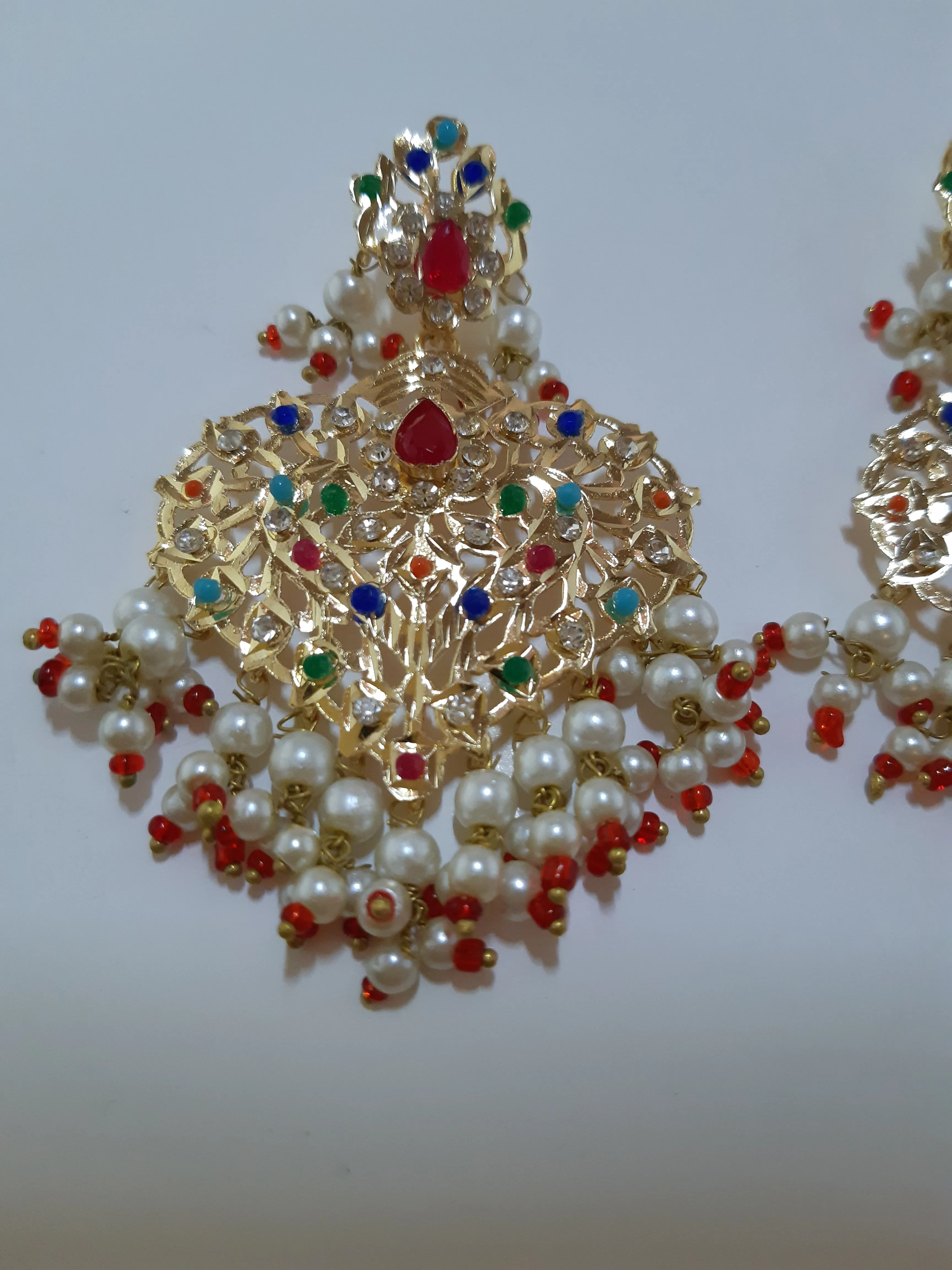 Hyderabadi jewelry set with golden plated choker & earrings- NS0181