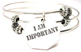 I Am Important Triple Style Expandable Bangle Bracelet