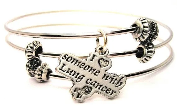 I Love Someone With Lung Cancer Triple Style Expandable Bangle Bracelet