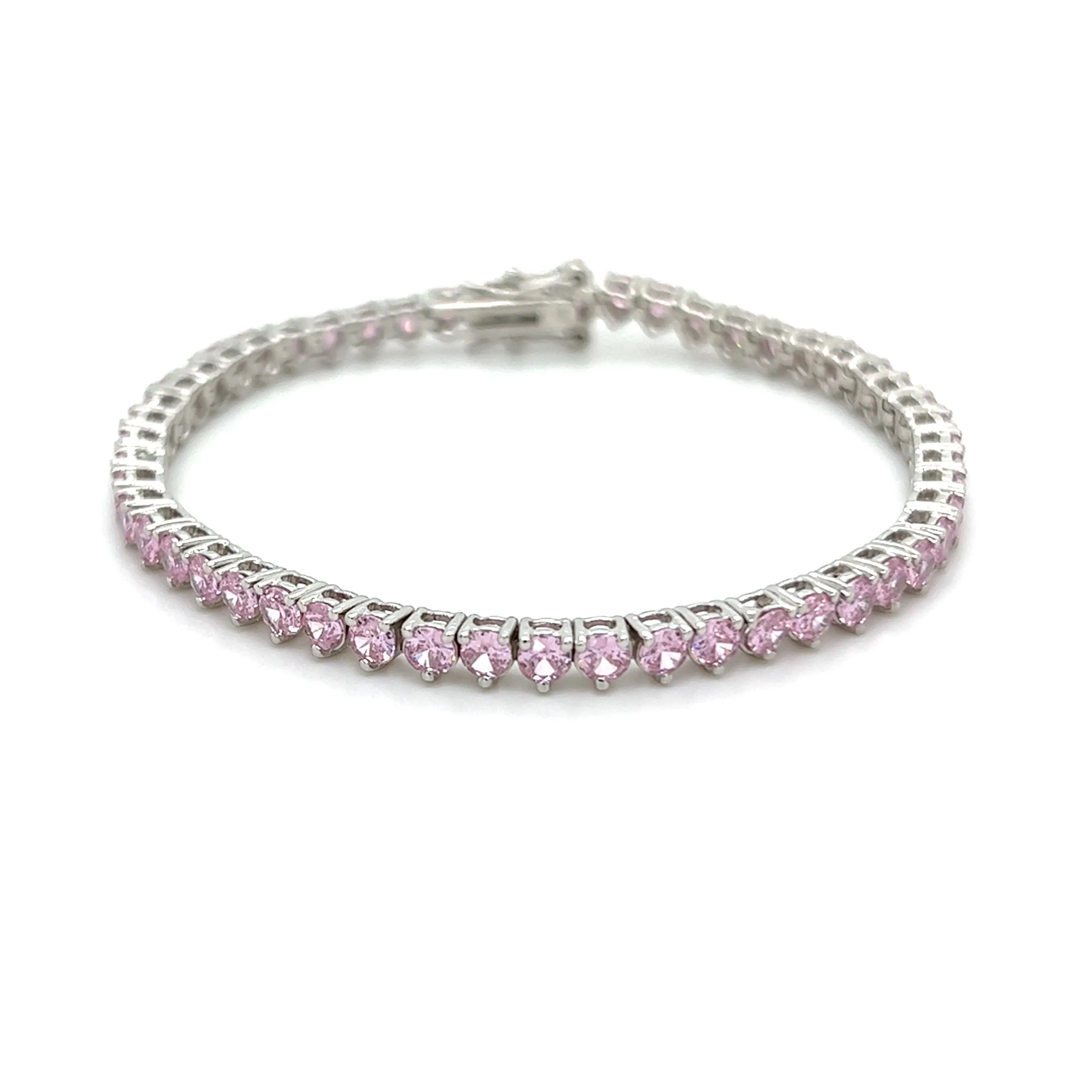 Ibiza Pink CZ’s 3 Prong Tennis Bracelet