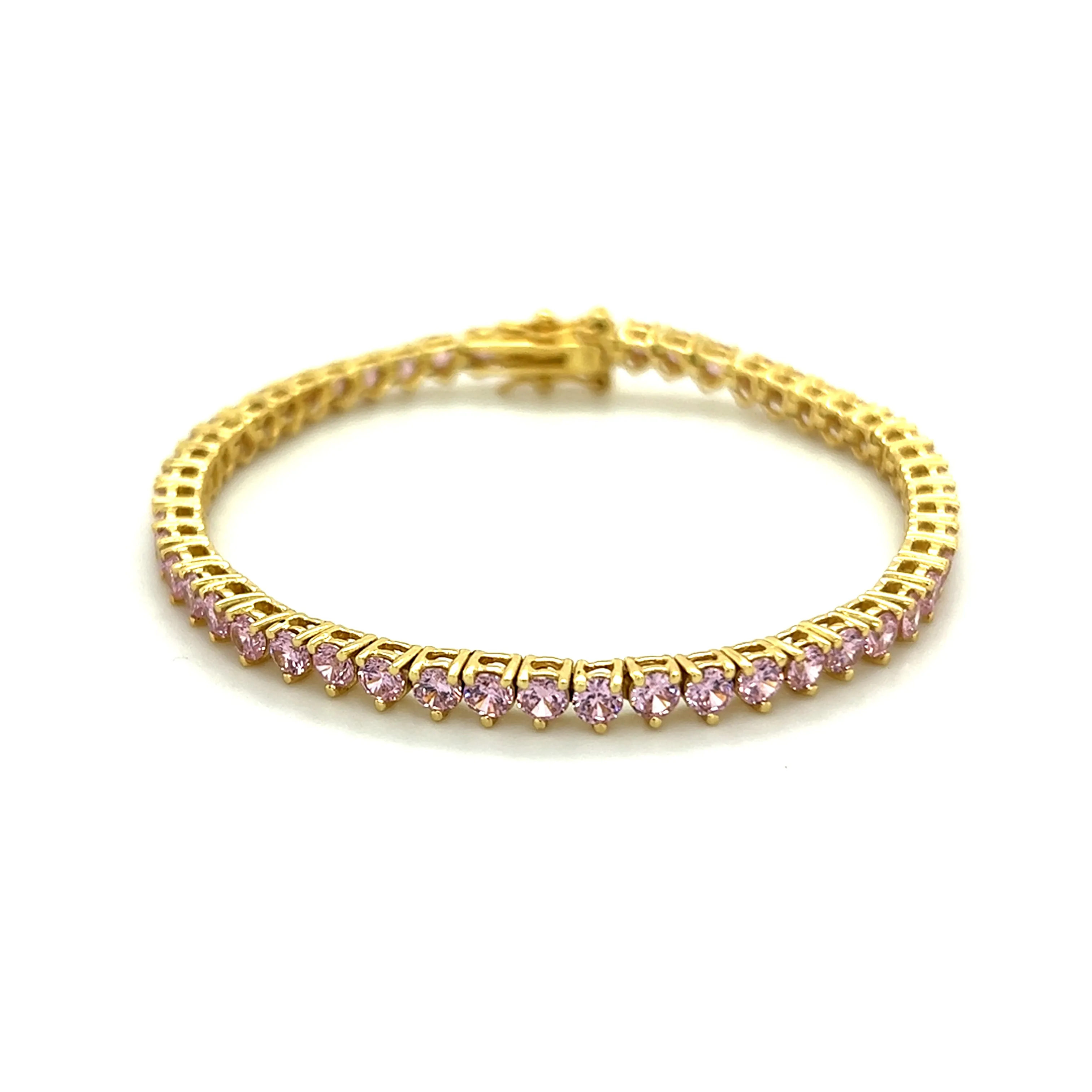 Ibiza Pink CZ’s 3 Prong Tennis Bracelet