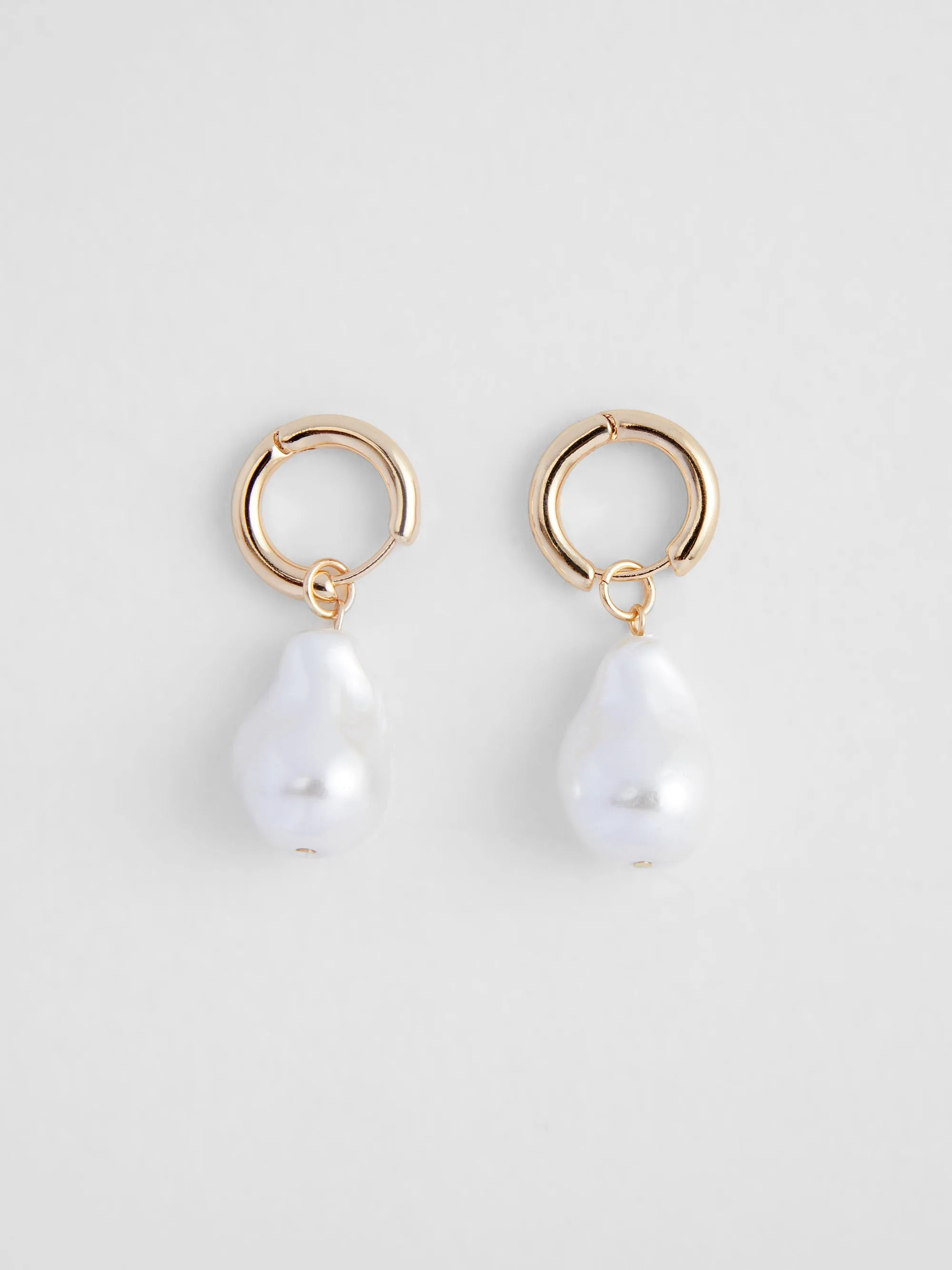 Irregular Faux Pearl Huggie Hoop Earrings