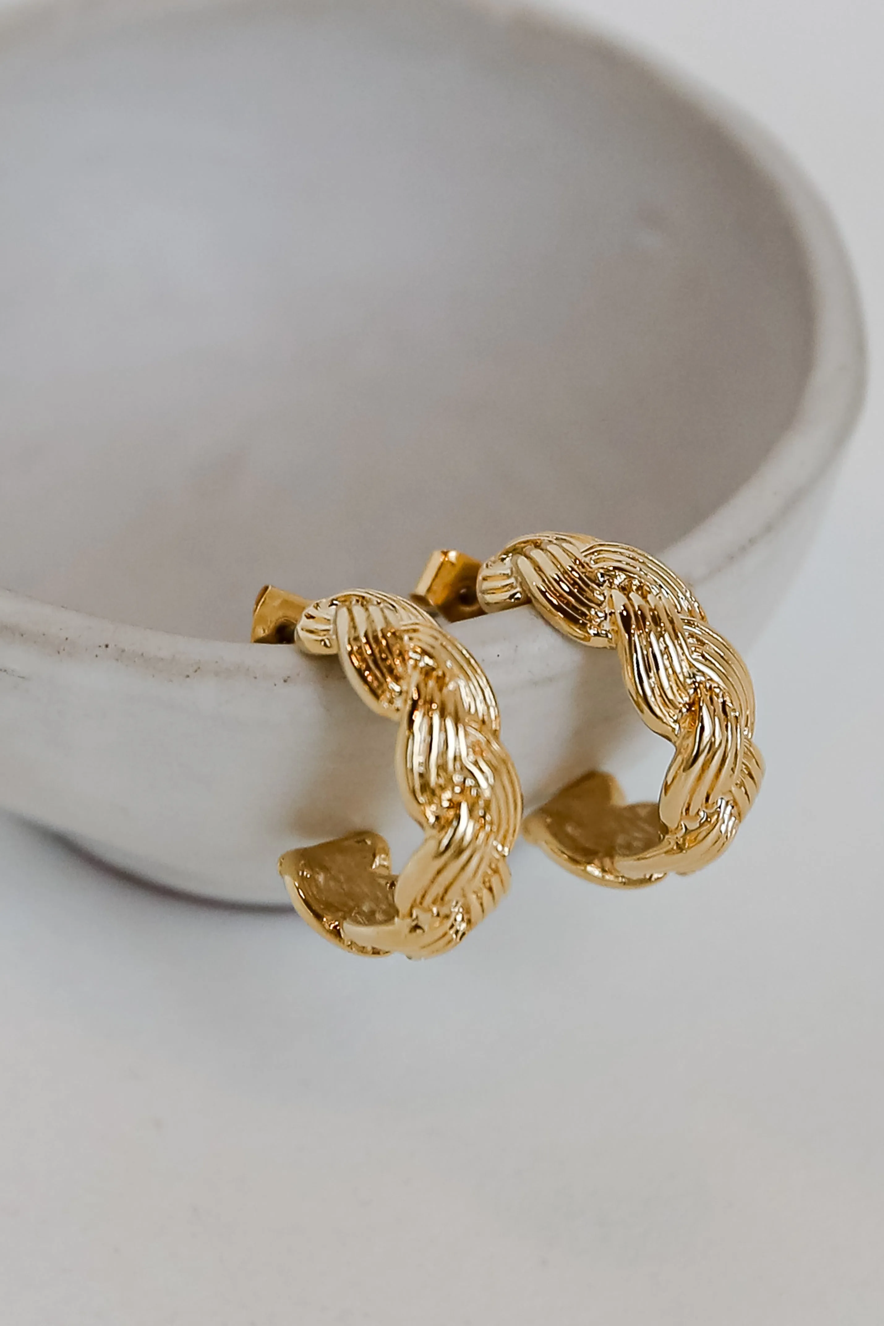 Isabelle Gold Braided Hoop Earrings